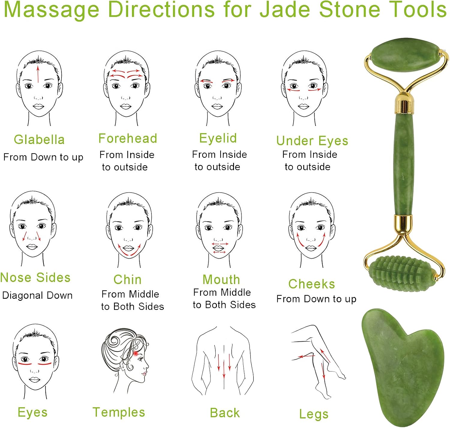 Face Massager Roller Natural Jade Stone